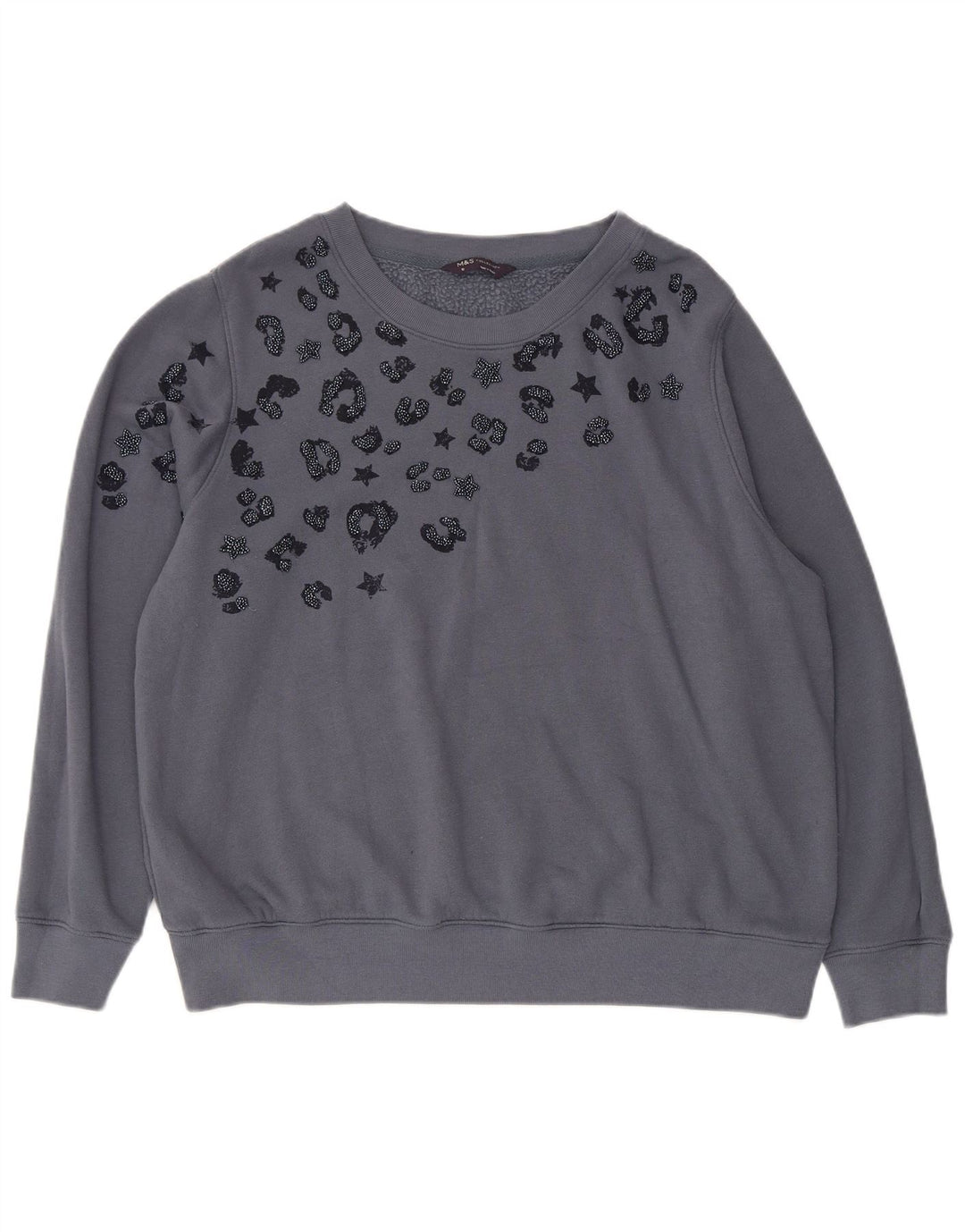 Marks & Spencer Womens Abstract Pattern Sweatshirt Jumper UK 18 XL Grey