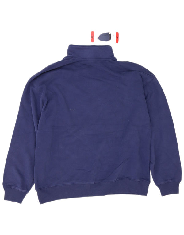 Champion Mens Zip Neck Sweatshirt Jumper Medium Navy Blue Cotton