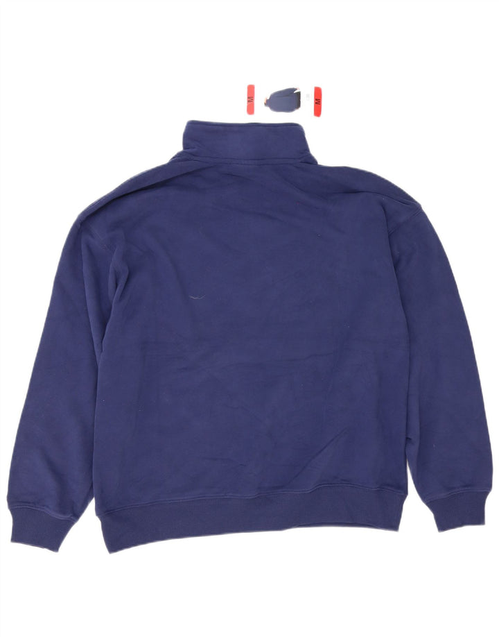 Champion Mens Zip Neck Sweatshirt Jumper Medium Navy Blue Cotton