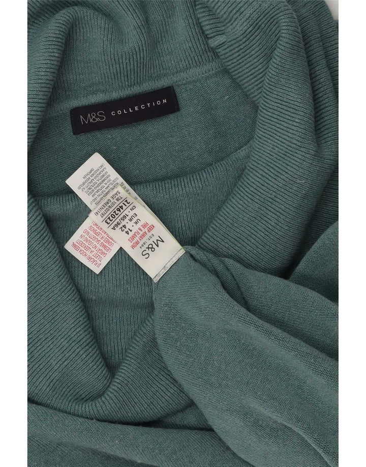 Marks & Spencer Womens Roll Neck Jumper Sweater UK 14 Large Green Acrylic