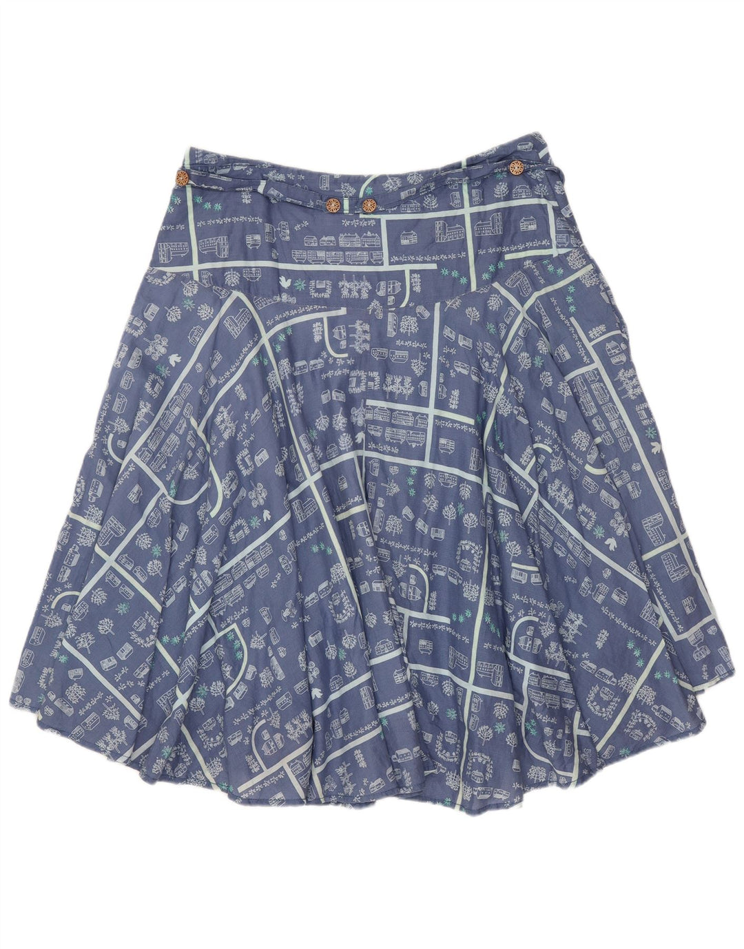 White Stuff Womens Graphic A-Line Skirt UK 12 Medium W30 Blue Cotton