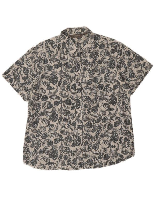 Mountain Warehouse Mens Short Sleeve Shirt Large White Floral Cotton