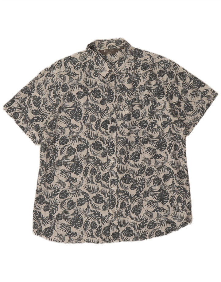 Mountain Warehouse Mens Short Sleeve Shirt Large White Floral Cotton