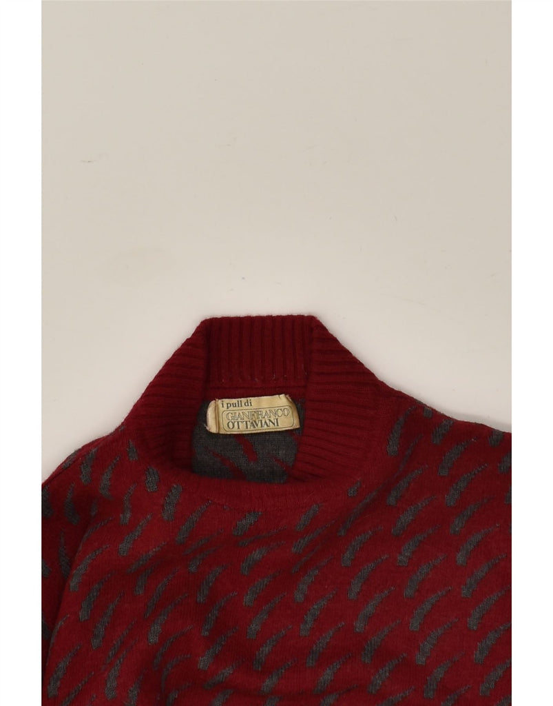 VINTAGE Womens Turtle Neck Jumper Sweater IT 46 Large Burgundy Spotted | Vintage Vintage | Thrift | Second-Hand Vintage | Used Clothing | Messina Hembry 