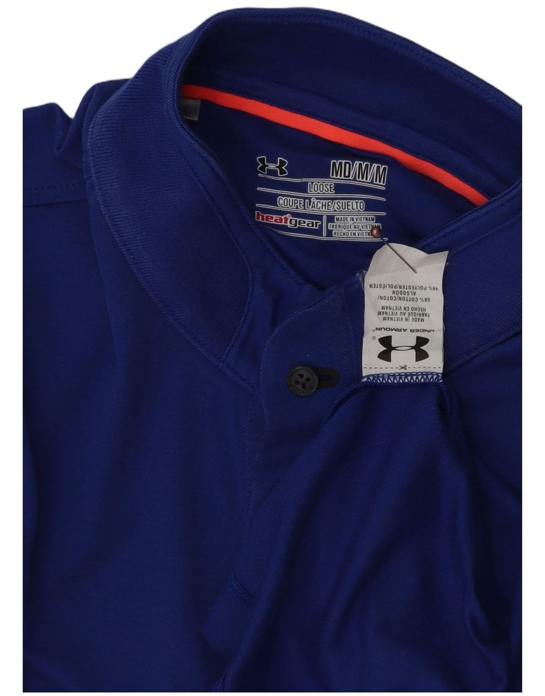 UNDER ARMOUR Mens Heat Gear Polo Shirt Medium Blue Cotton