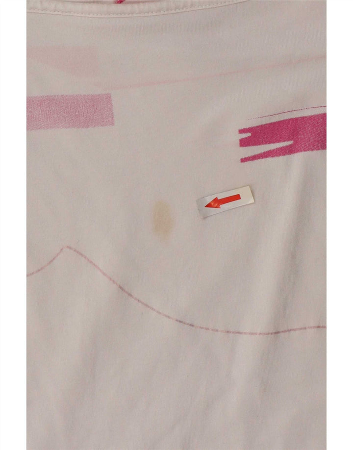 Puma Womens T-Shirt Top UK 12 Medium White Geometric Cotton