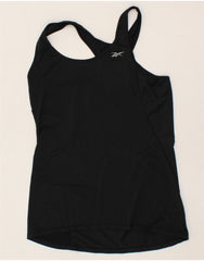 REEBOK Womens Vest Top UK 12 Medium Black Polyester