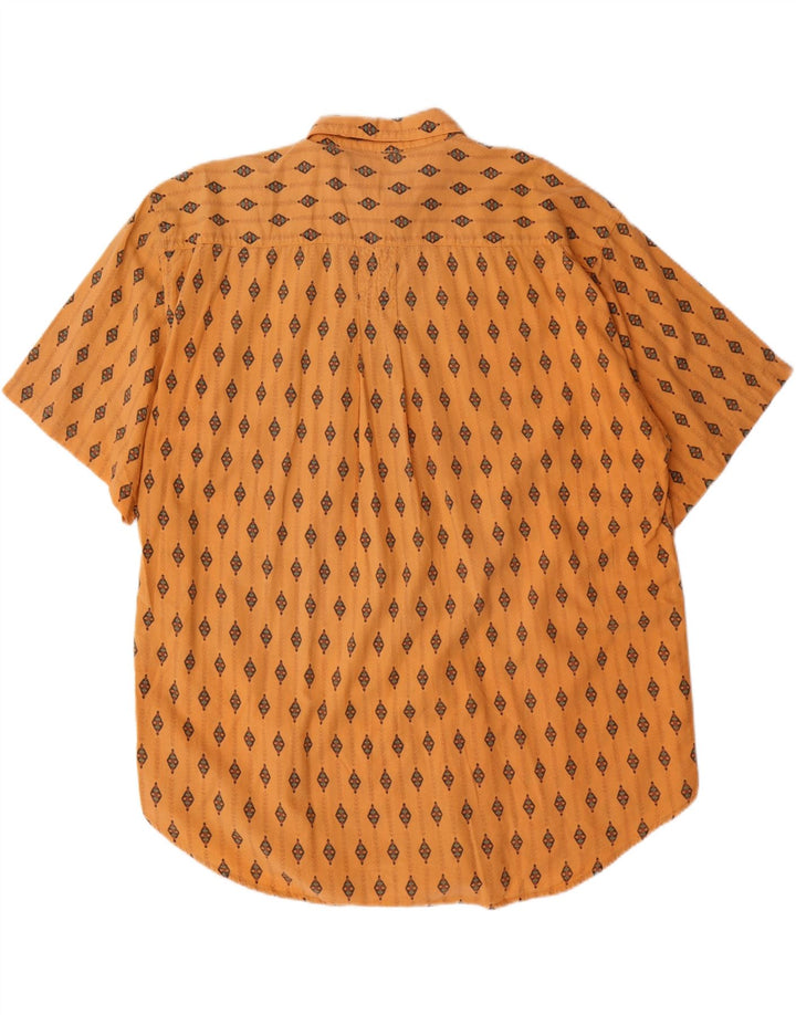 ANYWAY Mens Short Sleeve Shirt XL Orange Geometric Cotton Vintage Anyway and Second-Hand Anyway from Messina Hembry 