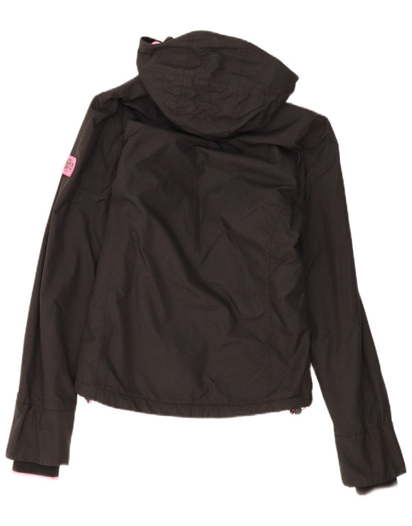 Superdry Womens Hooded Windbreaker Jacket UK 8 Small Black Polyester
