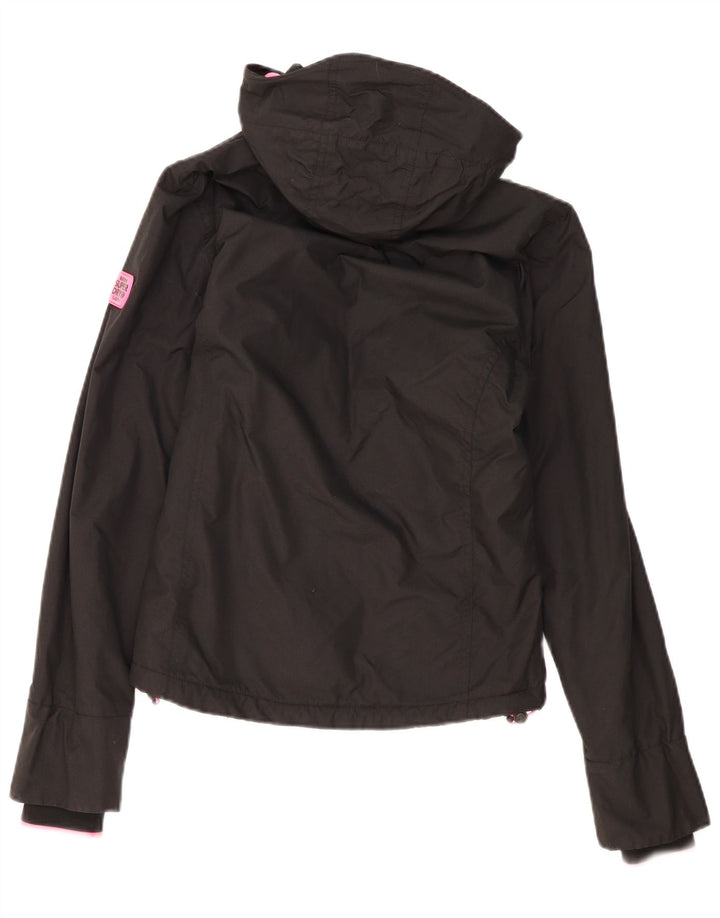 Superdry Womens Hooded Windbreaker Jacket UK 8 Small Black Polyester