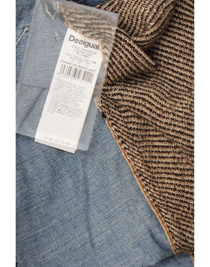 Desigual Womens Denim Shirt Blouse UK 18 XL Multicoloured Patchwork Viscose
