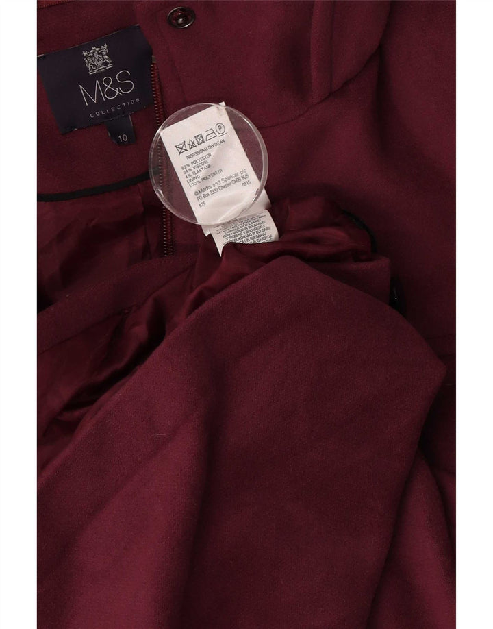 Marks & Spencer Womens Hooded Duffle Coat UK 10 Small Burgundy Polyester