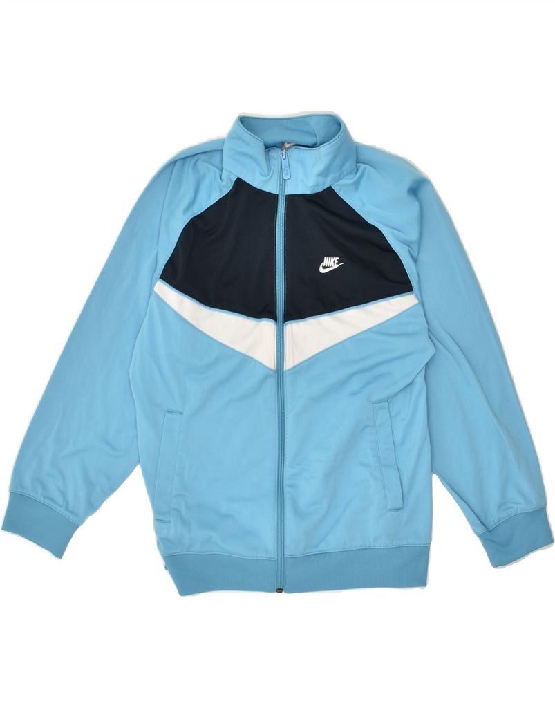 NIKE Boys Graphic Tracksuit Top Jacket 10-11 Years Medium Blue Colourblock | Vintage Nike | Thrift | Second-Hand Nike | Used Clothing | Messina Hembry 