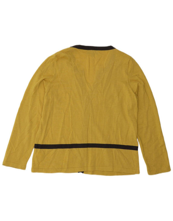 Luisa Spagnoli Womens Cardigan Sweater UK 16 Large Yellow Colourblock Wool