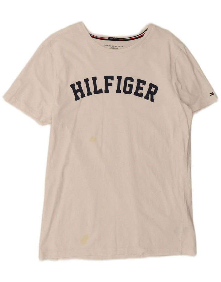Tommy Hilfiger Mens Graphic T-Shirt Top Large White Cotton