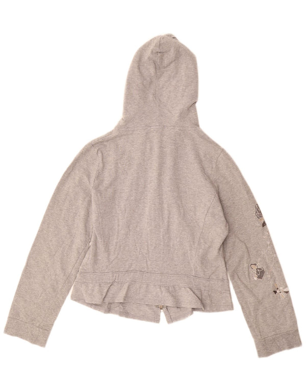 MARLBORO CLASSICS Girls Zip Hoodie Sweater 11-12 Years XL Grey Floral