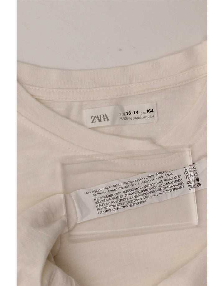 Zara Boys Top Long Sleeve 13-14 Years White Cotton