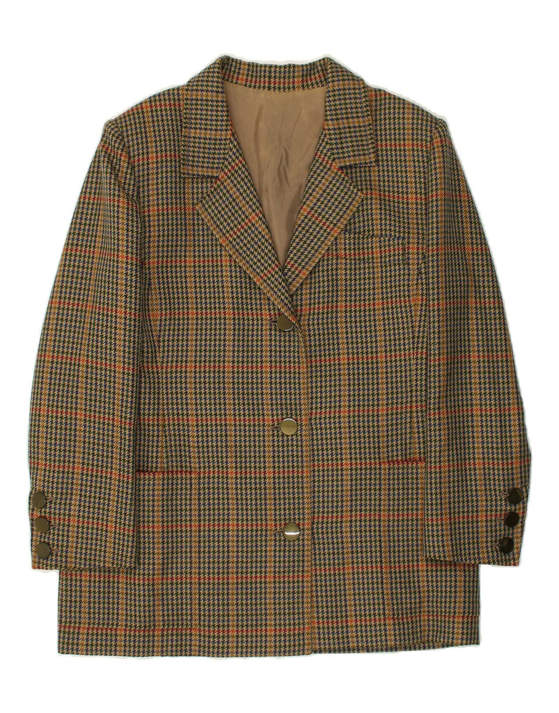 VINTAGE Womens 3 Button Blazer Jacket UK 16 Large Brown Houndstooth | Vintage Vintage | Thrift | Second-Hand Vintage | Used Clothing | Messina Hembry 