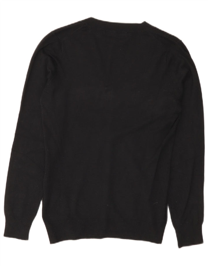 Zara Womens V-Neck Jumper Sweater UK 12 Medium Black Viscose