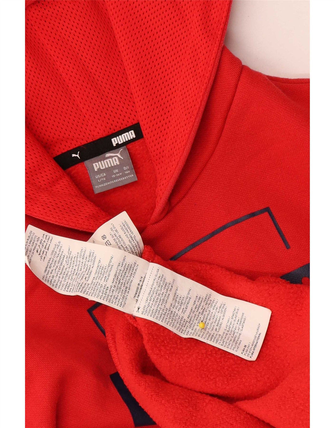 Puma Boys Graphic Hoodie Jumper 13-14 Years Red Polyester