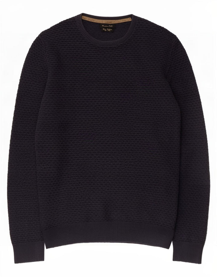 Massimo Dutti Mens Crew Neck Jumper Sweater Small Navy Blue Cotton
