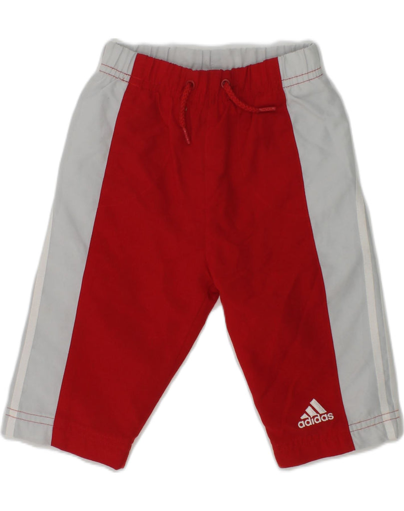 ADIDAS Baby Boys Tracksuit Trousers 3-6 Months Red Colourblock Polyester | Vintage Adidas | Thrift | Second-Hand Adidas | Used Clothing | Messina Hembry 