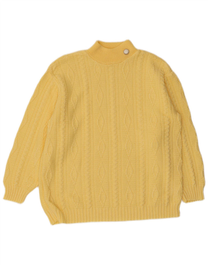 VINTAGE Womens Turtle Neck Jumper Sweater UK 12 Medium Yellow