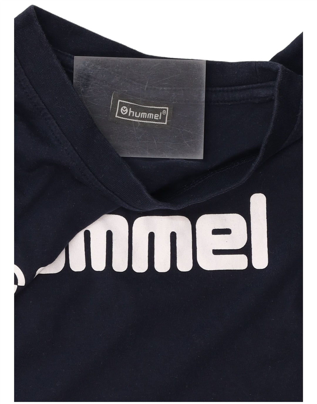 HUMMEL Mens Graphic T-Shirt Top Medium Navy Blue Cotton
