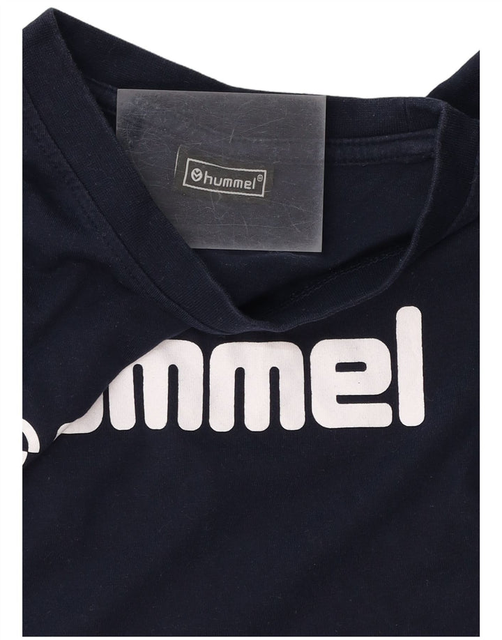 HUMMEL Mens Graphic T-Shirt Top Medium Navy Blue Cotton