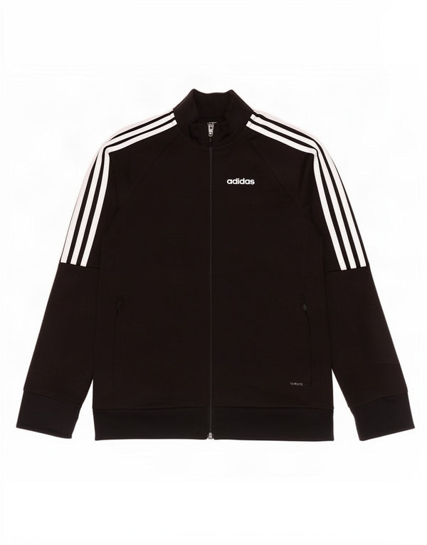 Adidas Boys Climalite Tracksuit Top Jacket 9-10 Years Black Polyester