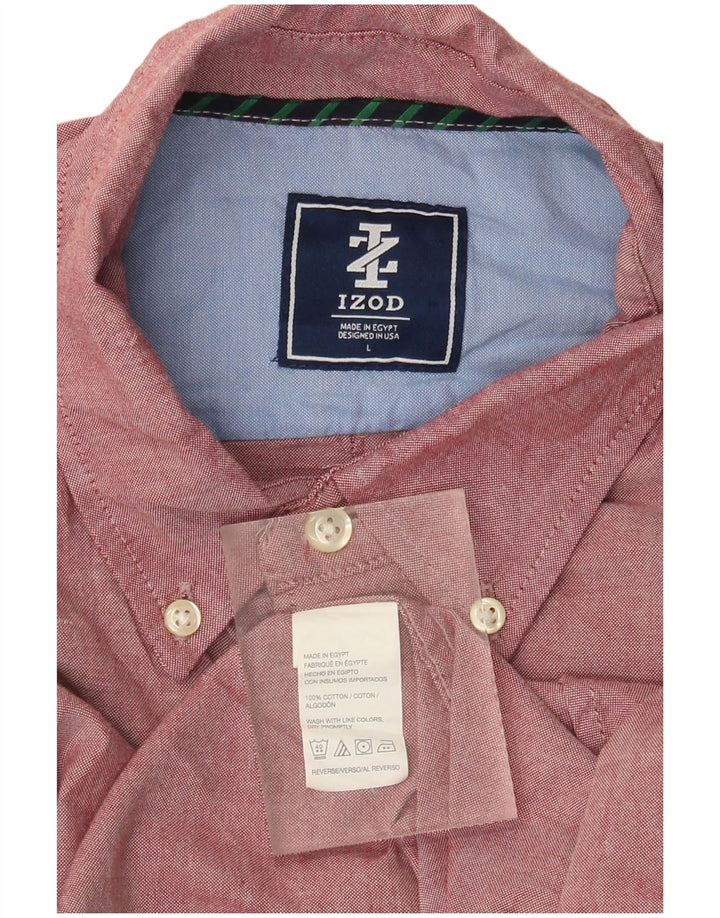IZOD Mens Shirt Large Maroon Cotton