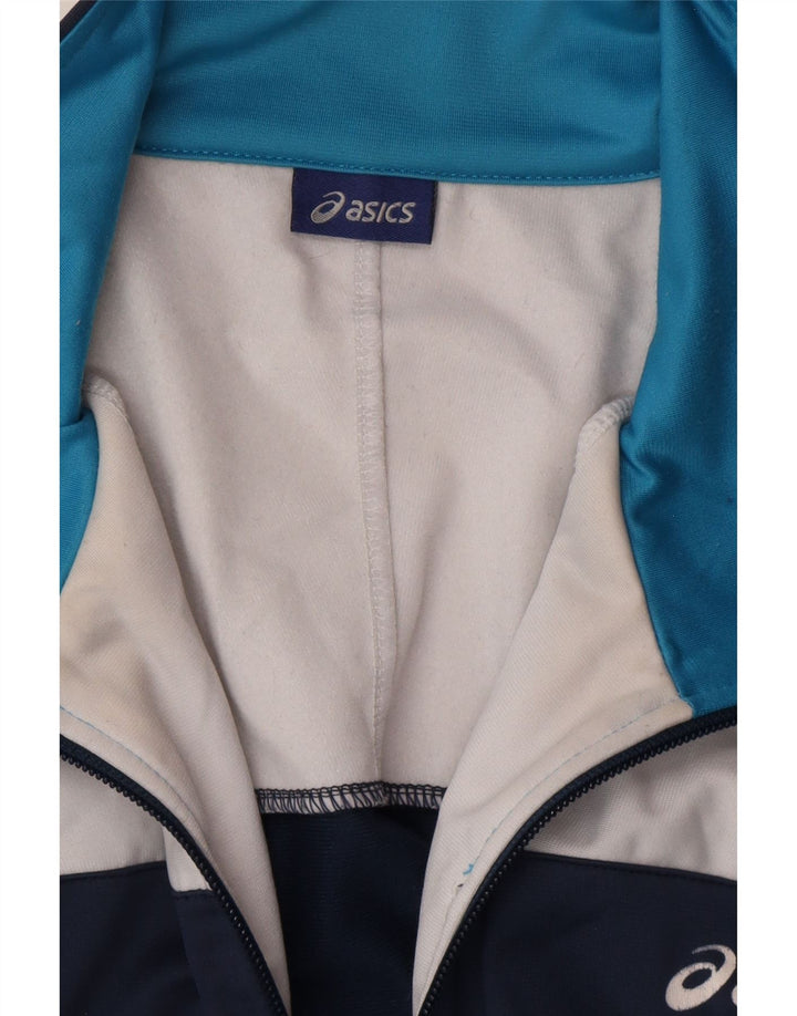 Asics Mens Graphic Tracksuit Top Jacket Large Navy Blue Colourblock