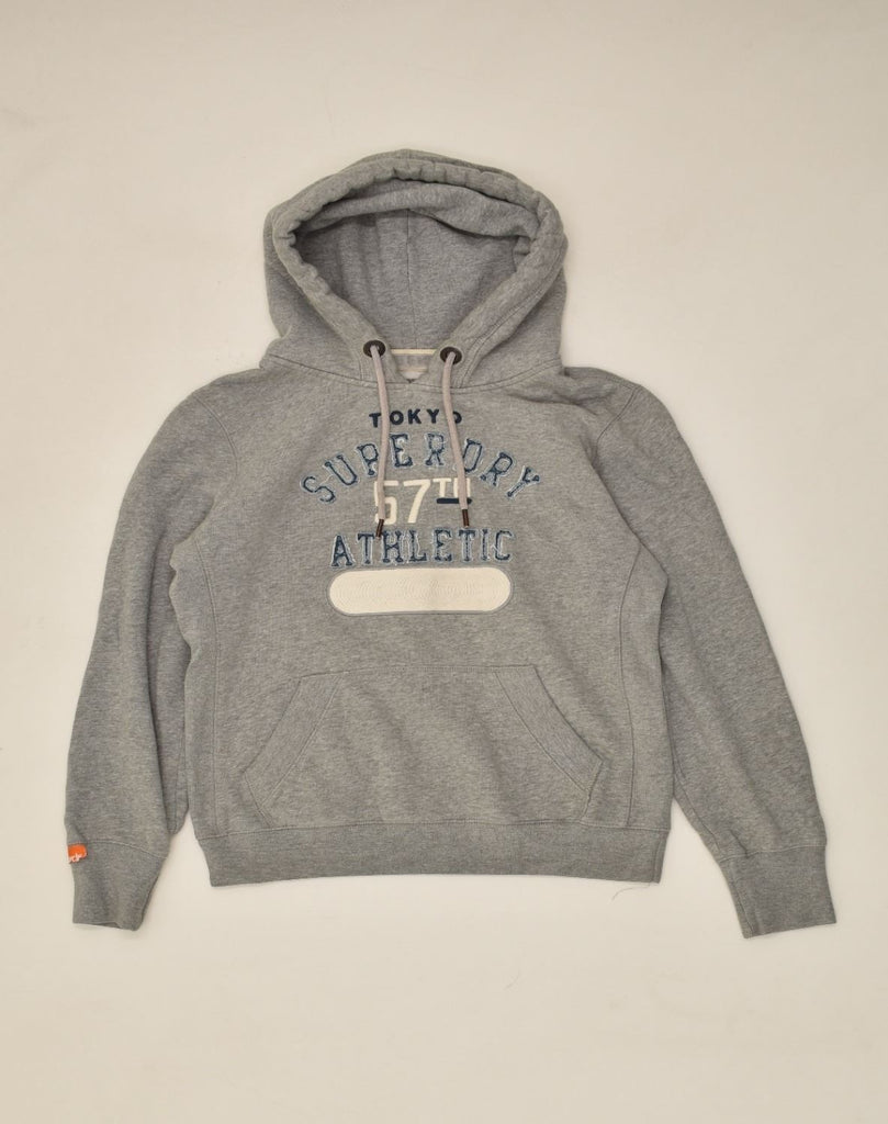 SUPERDRY Womens Graphic Hoodie Jumper UK 14 Large Grey Cotton | Vintage Superdry | Thrift | Second-Hand Superdry | Used Clothing | Messina Hembry 