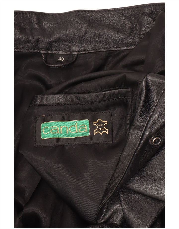 Canda Womens Oversized Leather Jacket EU 40 Medium Black Leather