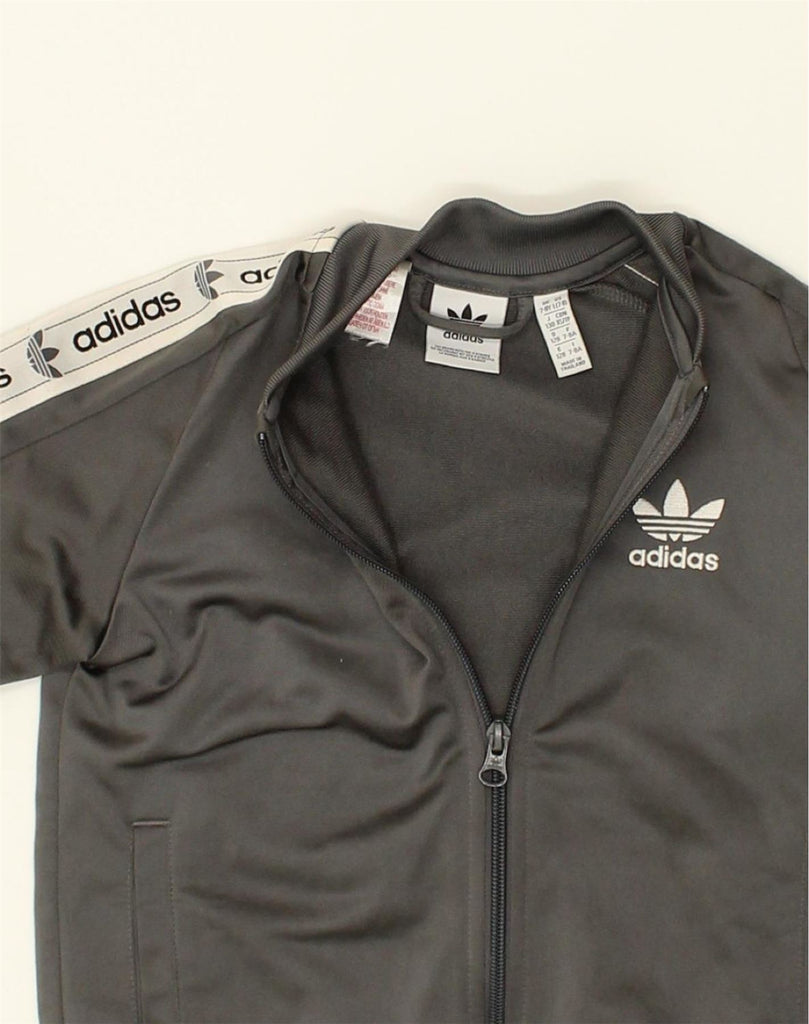 ADIDAS Boys Tracksuit Top Jacket 7-8 Years Grey Polyester | Vintage Adidas | Thrift | Second-Hand Adidas | Used Clothing | Messina Hembry 