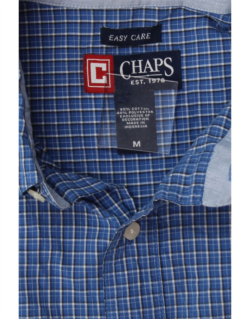 CHAPS Mens Short Sleeve Shirt Medium Blue Check Cotton Vintage Chaps and Second-Hand Chaps from Messina Hembry 