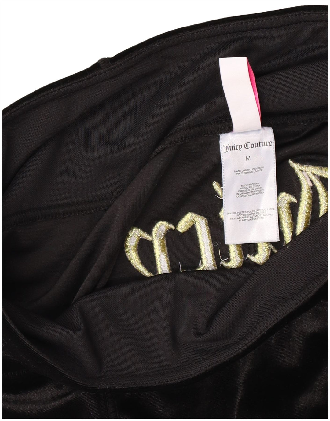 Juicy Couture Womens Graphic Velour Leggings UK 12 Medium Black Polyester