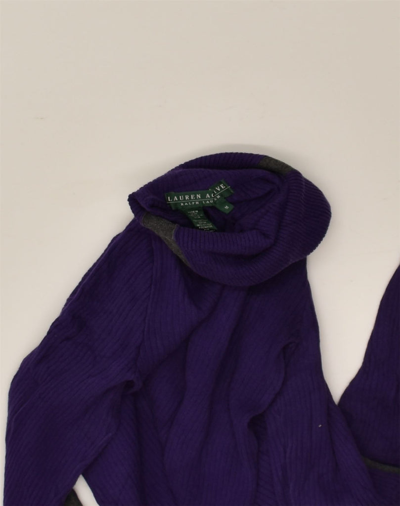 RALPH LAUREN Womens Roll Neck Jumper Sweater UK 12 Medium Purple Cotton | Vintage Ralph Lauren | Thrift | Second-Hand Ralph Lauren | Used Clothing | Messina Hembry 