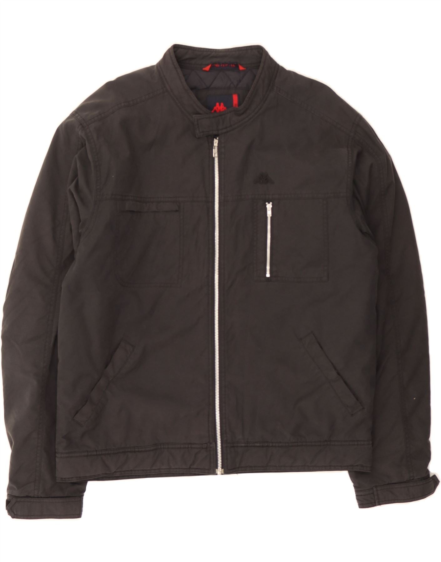 KAPPA Mens Bomber Jacket UK 44 2XL Black Cotton Vintage Second