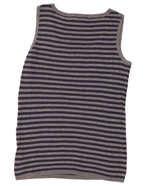 Phase Eight Womens Vest Tank Top UK 12 Medium Grey Striped Nylon