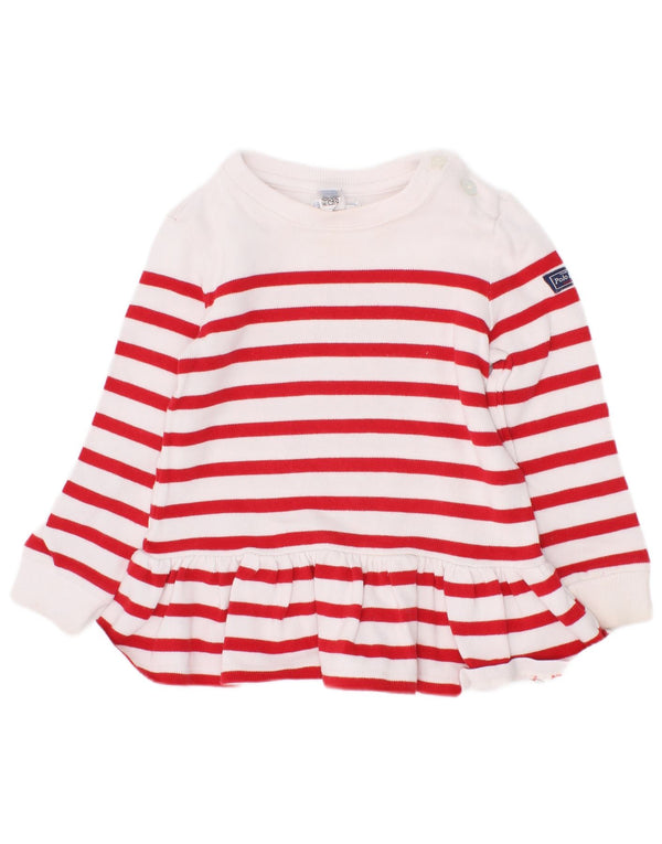 Ralph Lauren Baby Girls Long Sleeve Jumper Dress 12-18 Months White Striped