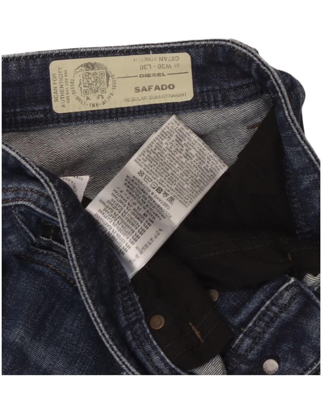 Diesel Mens Safado Regular Slim Straight Jeans W30 L30 Blue Cotton