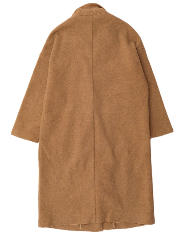 Zara Womens Oversized Overcoat UK 10 Small Beige Polyester