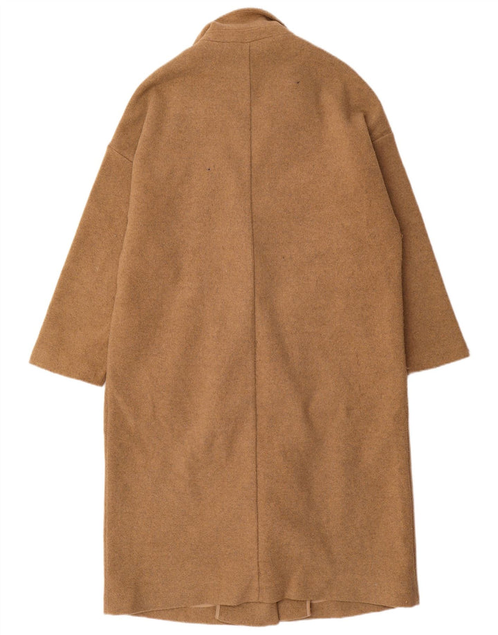 Zara Womens Oversized Overcoat UK 10 Small Beige Polyester
