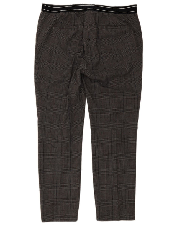 Zara Womens Slim Chino Trousers XL W32 L27 Grey Check Polyester