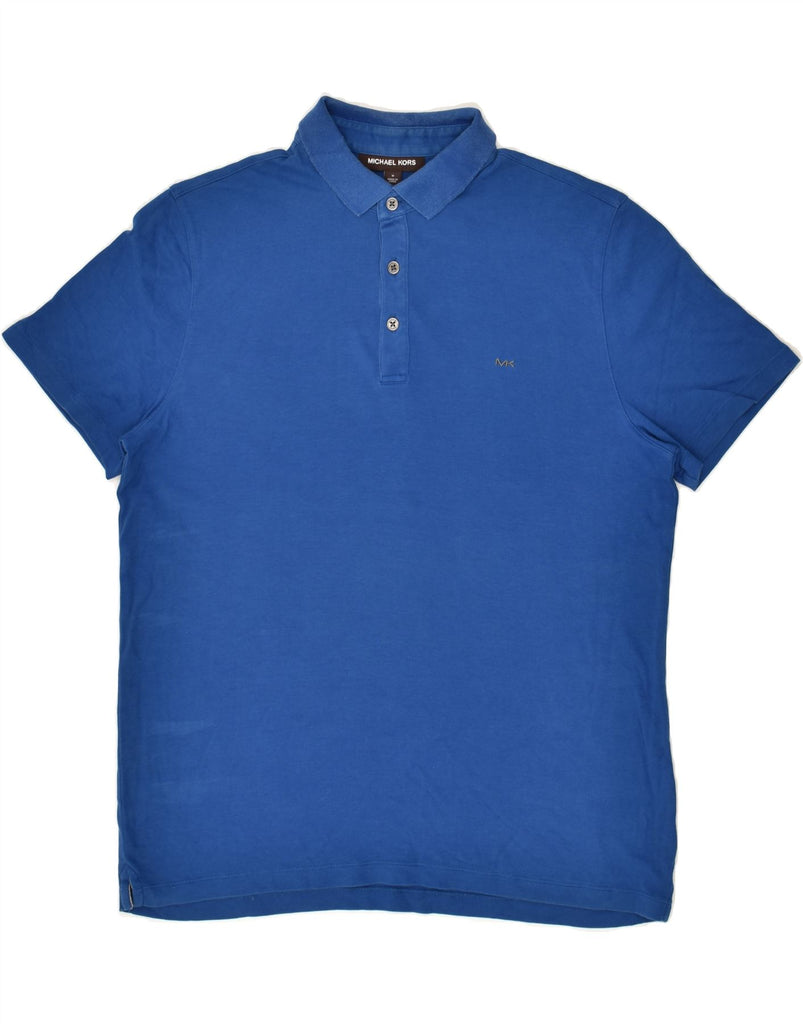 MICHAEL KORS Mens Polo Shirt Medium Blue Cotton | Vintage Michael Kors | Thrift | Second-Hand Michael Kors | Used Clothing | Messina Hembry 