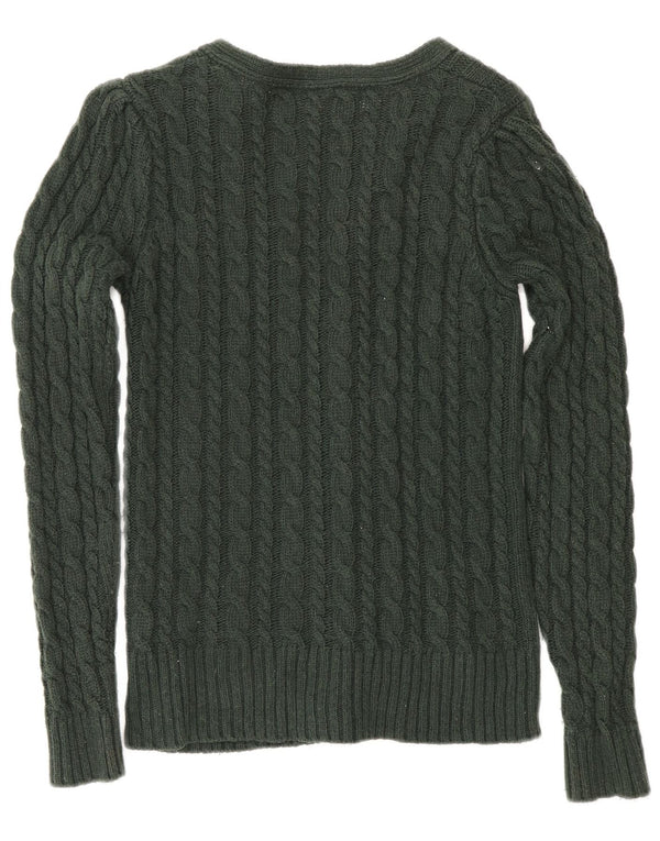 Zara Womens Cardigan Sweater UK 12 Medium Green Cotton