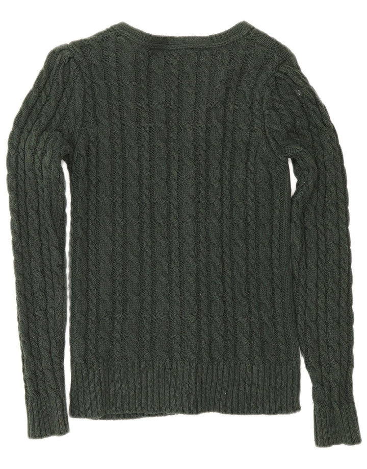 Zara Womens Cardigan Sweater UK 12 Medium Green Cotton