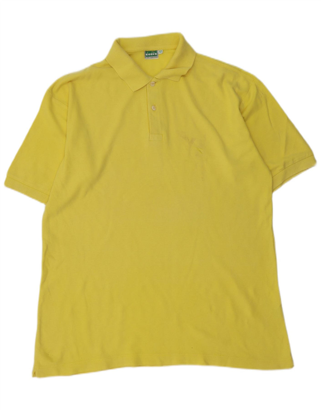 DIADORA Mens Polo Shirt IT 52 Large Yellow Cotton