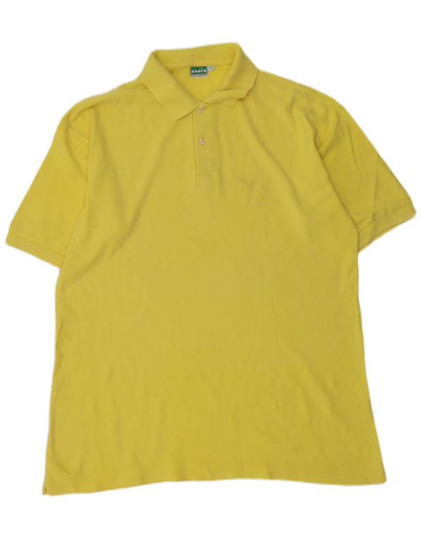 DIADORA Mens Polo Shirt IT 52 Large Yellow Cotton